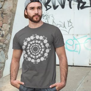 Stylized White Bicycles Mandala T-Shirt