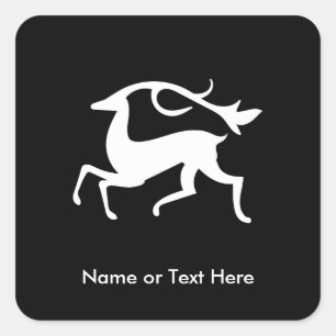Stylized White Christmas Deer Square Sticker