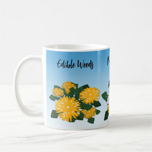 Stylized Wildflower Dandelion & Butterfly Yellow Coffee Mug