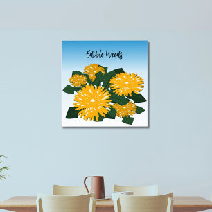 Stylized Wildflower Yellow Dandelion Edible Weeds Poster