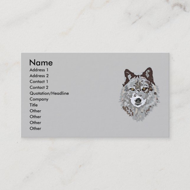 Stylized Wolf Head Business Card (Front)