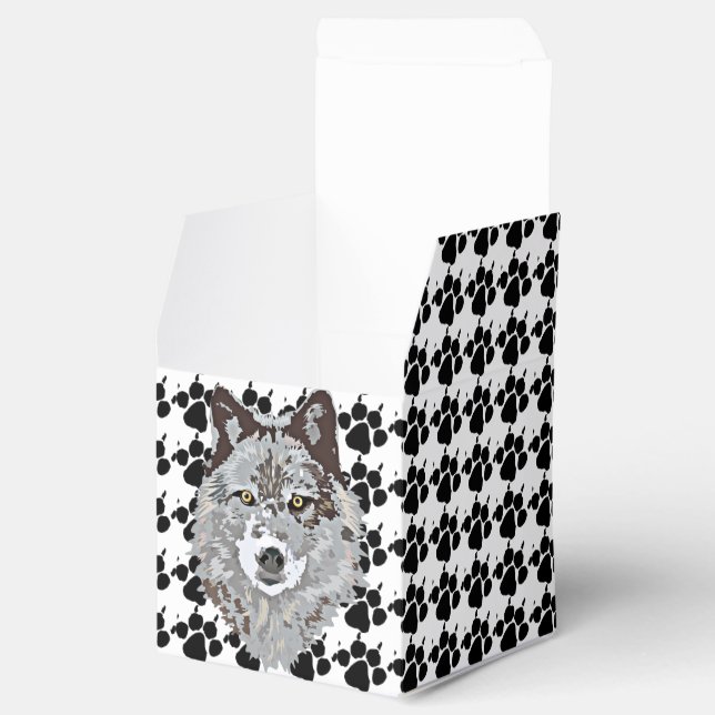 Stylized Wolf Head Favor Box (Opened)