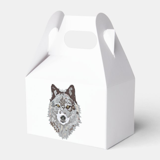 Stylized Wolf Head Favor Box (Front Side)