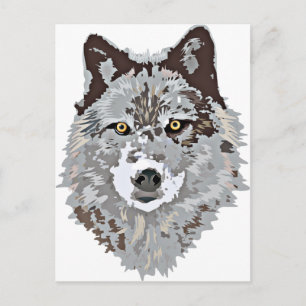 Stylized Wolf Head Postcard