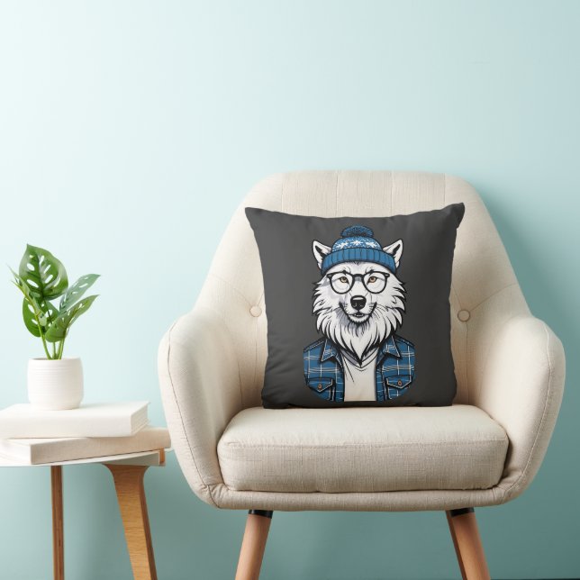 Stylized Wolf Throw Pillow (Chair)