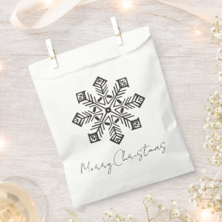 Stylized Xmas Merry Christmas Snowflake Favour Bag