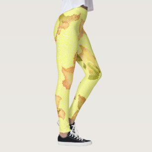 Stylized Yellow Pink Flowers Floral Leggings