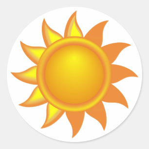 Stylized Yellow Sun Classic Round Sticker