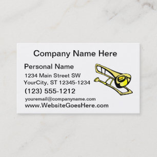 stylized yellow trombone graphic image business card