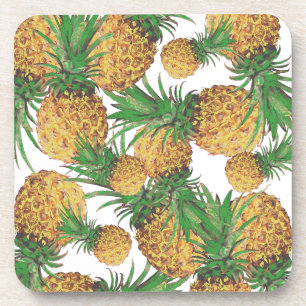 Stylized Yummy Pineapples Pattern Coaster