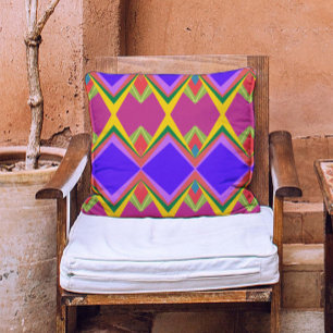Styllish pink purple &yellow aesthetic colour-bloc throw pillow