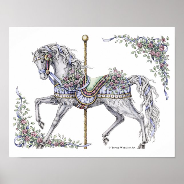 Stylo à cheval Carrousel d'été et affiche de dessi (Devant)