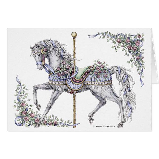 Stylo à cheval Carrousel d'été et carte de dessin  (Devant horizontal)