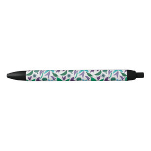 Stylo à encre noire motif de fleur exotique