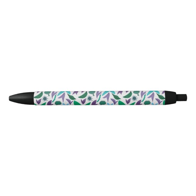 Stylo à encre noire motif de fleur exotique (Devant)