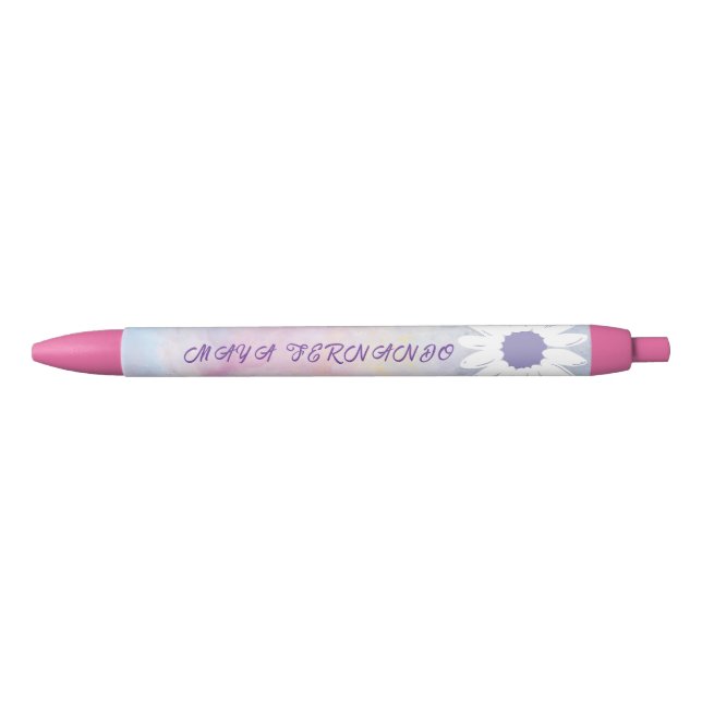 Stylo à fleurs couleur arc-en-ciel personnalisable (Devant)