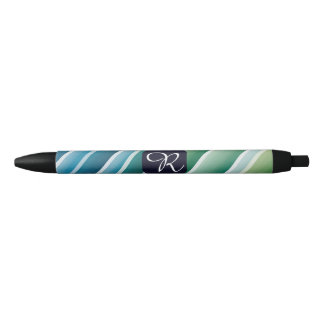 Stylo Abstrait Monogramme Personnalisé Bleu Vert