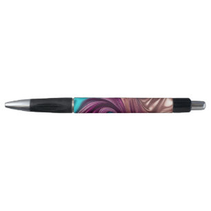 Stylo Abstrait-Viva Magenta Turquoise et Or-