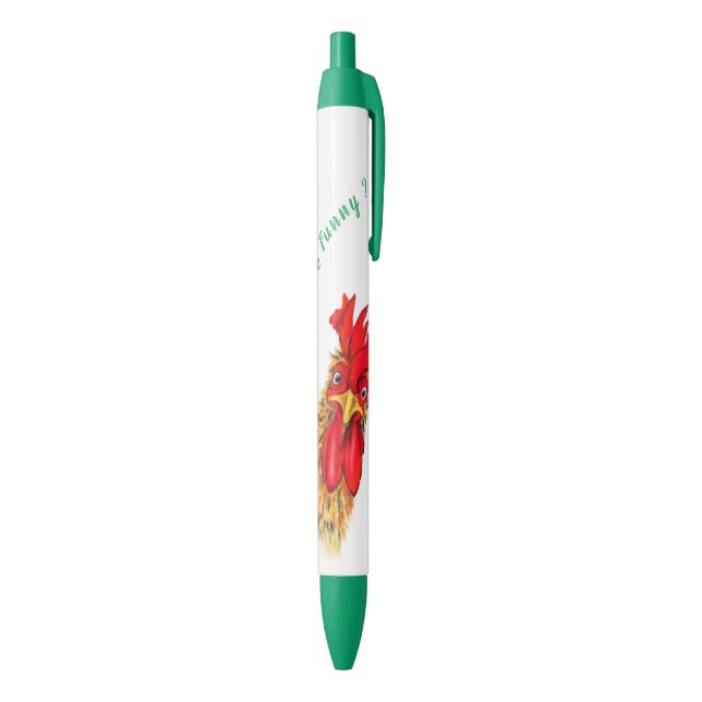 Stylo amusant avec coq surpris - Texte personnalis (Bas (Vertical))