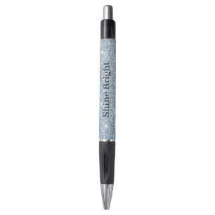 Stylo Anniversaire Paillettes Bleu Ciel Clair