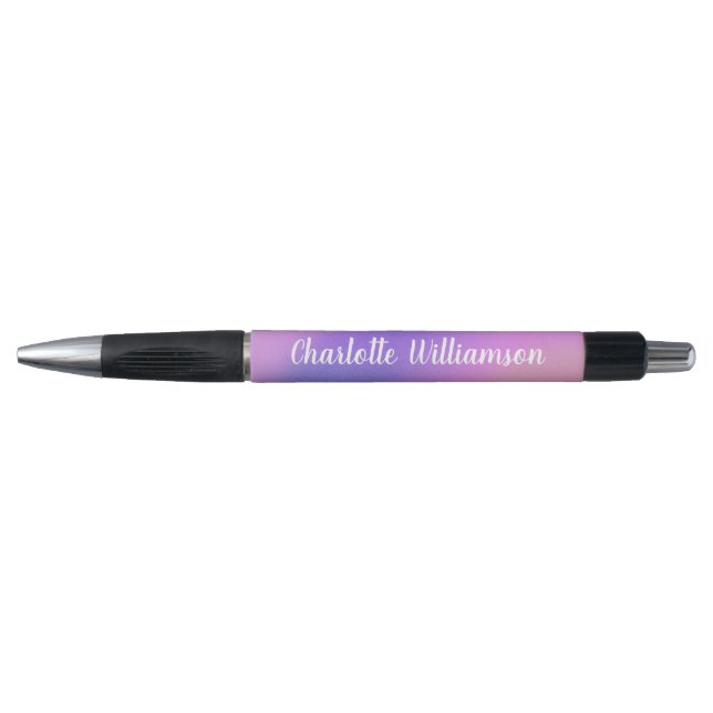 Stylo Aquarelle de Boho pourpre dégradé Nom personnalisé (Devant)