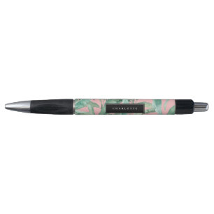 Stylo Aquarelle rose moderne Tropical Banana Palm Feuill