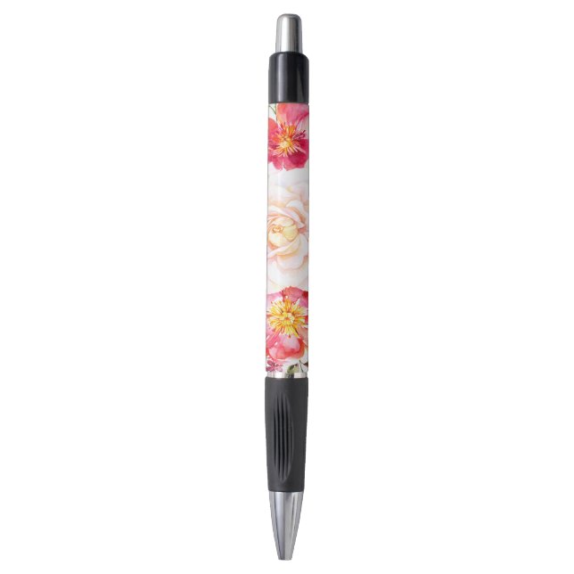 Stylo Aquarelles colorées Fleurs Design (Devant (Vertical))