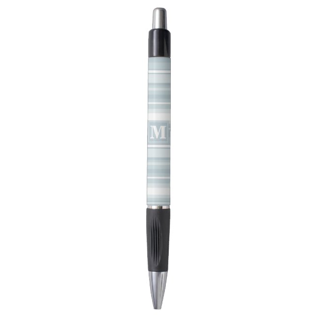 Stylo Bandes bleu glace monogramme (Devant (Vertical))