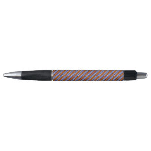 Stylo Bandes bleu marine et blanc avec orange brûlé