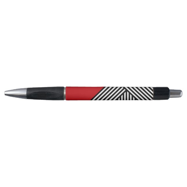 Stylo Bandes noires et blanches avec triangle rouge (Devant)