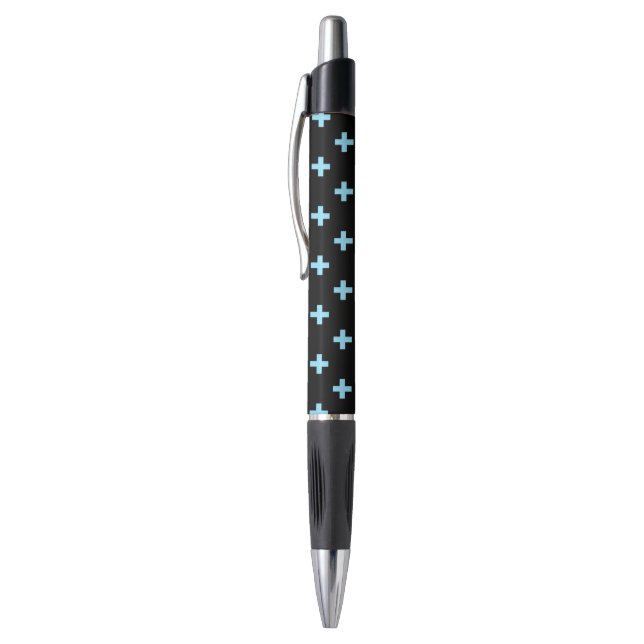 Stylo Bébé bleu polka croise sur noir (Haut (Vertical))