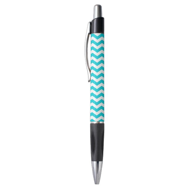 Stylo Blanc et motif de zigzag d'Aqua (Haut (Vertical))