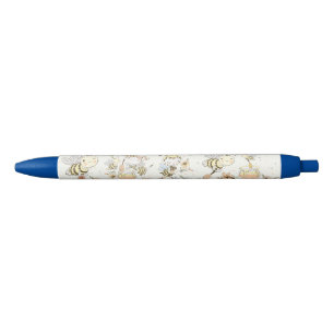 Stylo Bleu Abeilles à Miel, Fée & Bébés Abeilles en Motif San