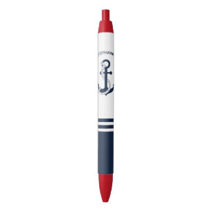 Stylo Bleu Ancrages bleu marine à rayures bleues et blanches