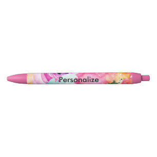 Stylo Bleu Aquarelle florale de ressort coloré lumineux