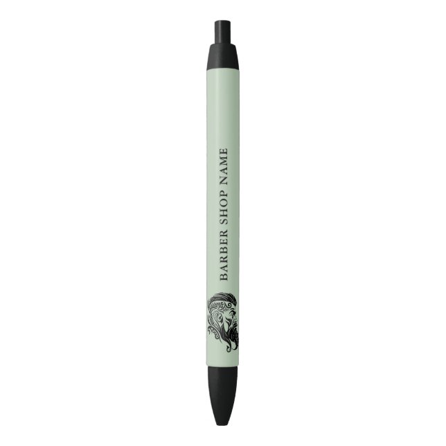 Stylo Bleu Barbers Shop Black Ornamental Logo Texte personnal (devant Vertical)