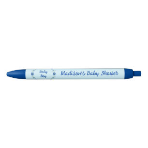 Stylo Bleu Bébé bleu Papillons et Baby shower de fleurs