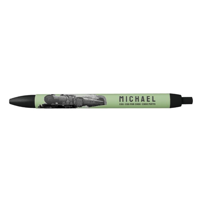 Stylo Bleu Cadeau personnalisé de l'amoureux du train (Devant)