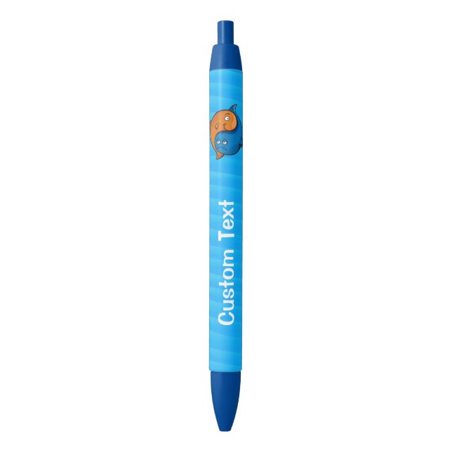 Stylo Bleu Caricature de poisson Yin Yang (devant Vertical)