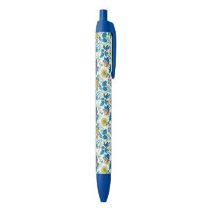 Stylo Bleu Chinoiserie colorée Modèle Floral traditionnel