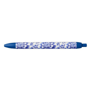 Stylo Bleu Chrysanthème bleu et blanc Décor champêtre françai