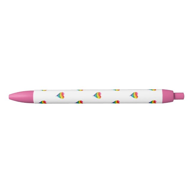 Stylo Bleu Coeur arc-en-ciel LGBT (Devant)