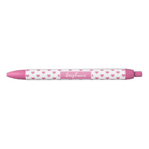 Stylo Bleu Coeurs roses mignons Nom de fille