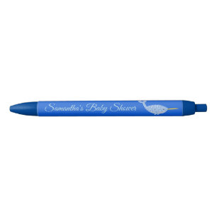 Stylo Bleu Cute Blue Baby Boy Narwhal Baby shower personnalis