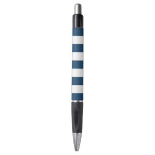 Stylo Bleu de marine, Blancs, Motif rayé