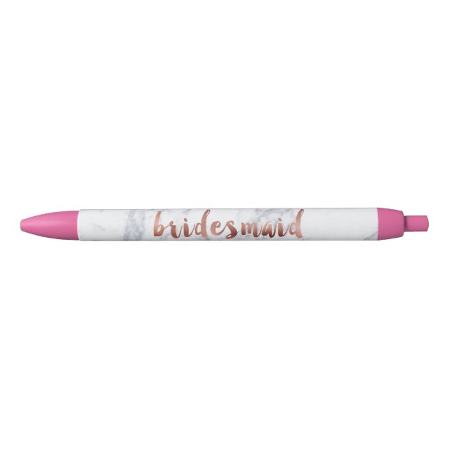 Stylo Bleu demoiselle d'honneur de marbre blanche d'or rose (Devant)