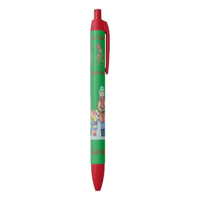 Stylo Bleu drôle chanteurs de carol dans la neige amusant art (Bas (Vertical))