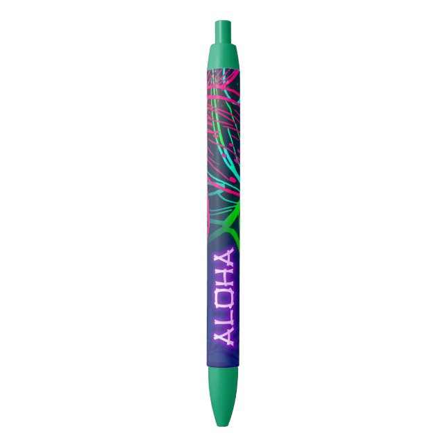 Stylo Bleu Electric Luau Tropical Night Neon Aloha Paradise (devant Vertical)
