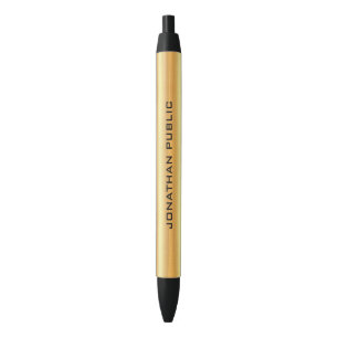 Stylo Bleu Faux Gold Nom personnalisé Texte Modèle Moderne Él