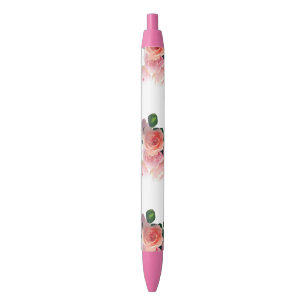 Stylo Bleu Fleurs florales colorées Roses Modèle tendance